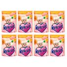 Kit 8 Ração Úmida para Gatos Kelcat Sabor Frango com Brócolis e Linhaça em Sachê 85g