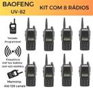 KIT 8 Rádio Baofeng UV-82 Profissional Dual Band com Carregador de Mesa