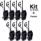 Kit 8 Radio Comunicador Profissional Uhf 16 Canais Original 8 Walkie Talkie Com Fone Ht 777s Nf