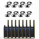 Kit 8 Rádio Motorola Walkie Talkie T470BR Com Fones Resistente