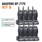 Kit 8 Rádios Comunicador Profissional 777S com Lanterna LED, 16 Canais e Bateria Recarregável Preto