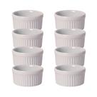 Kit 8 Ramekin Canelado 6,5cm 90ml em Porcelana Branca