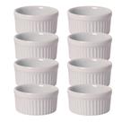 Kit 8 Ramekin Canelado 7,5cm 140ml em Porcelana Branca