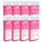 Kit 8 Refil Cera Depilatoria Corporal Profissional Depilação Roll On Depilflax Rosa 100g