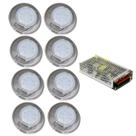 Kit 8 Refletor Hiper Led 9W Azul Inox 316L E Fonte 10A Kit 8 Refletor Hiper Led 9W Azul Inox 316L E Fonte 10A