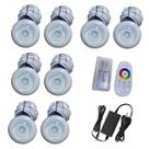 Kit 8 Refletor Led RGB Piscina 6w Veico Com Controle e Fonte