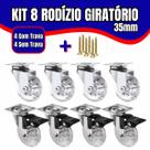 Kit 8 Rodízio Giratório Em Gel Rodinha Silicone Para Móveis 35mm 4 Com Freio 4 Sem Freio Anti Risco