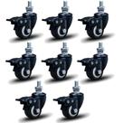 Kit 8 Rodízio Linha Black Parafuso 3/8" 41mm Com Freio 240kg Preto - Colson