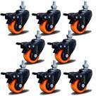 Kit 8 Rodízio Linha Black Parafuso 3/8" 50mm Com Freio 400kg Laranja - Colson