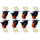 Kit 8 Rodízio Linha Black Placa 41mm 4 Com Freio 4 Sem Freio Laranja - Colson