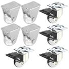 Kit 8 Rodizio Placa Gel 35mm (4 Girat. C/ Trava + 4 Fixo) Kit 8 Rodizio Placa Gel 35mm (4 Girat. C/ Trava + 4 Fixo)