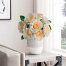 Kit 8 Rosas Artificiais em tecido lindas cores Flores Artificiais para Decoração aparencia real Cor:Creme Kit 8 Rosas Artificiais em tecido lindas cores Flores Artificiais para Decoração aparencia real Cor:Creme