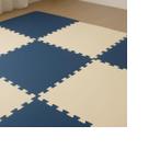 Kit 8 Tatame Tapete Eva 50x50x1cm 10mm AZUL MARINHO e CREME