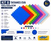 Kit 8 Tatames Tapetes EVA 100x100x1cm 10mm 1x1m com Bordas Linha PREMIUM