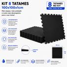 Kit 8 Tatames Tapetes Eva 100x100x1cm 1x1 Metro 10mm Preto Linha Premium com Bordas de Acabamento