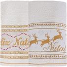 Kit 8 Toalha de Banho Feliz Natal 90% Algodão 400g/m² 68x135cm Bene Casa Pérola