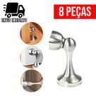 Kit 8 Trava Porta Magnético Prendedor de Aço Cromado Inox Slim com Imã e Fixador Parafusado