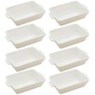 Kit 8 Travessas Refratários de Porcelana 23,5x15cm Assadeira