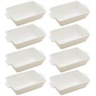 Kit 8 Travessas Refratários de Porcelana 23,5x15cm Assadeira