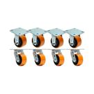 Kit 8 un roda rodízio fixo giratório poliuretano ferro pu 6"