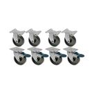 Kit 8 un roda rodízio fixo giratório trava polipropileno 3"