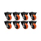 Kit 8 un roda rodízio fixo pvc laranja 3 polegada 75mm móvel