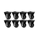 Kit 8 un roda rodízio fixo pvc preto 2 polegada 50mm móvel