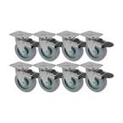 Kit 8 un roda rodízio giratório freio trava pvc bp 5" 130mm