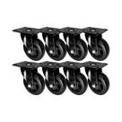 Kit 8 un roda rodízio giratório pvc preto 1.5/8 pol 40mm