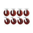Kit 8 un rodízio fixo e giratório celeron marrom 8" 203mm