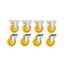 Kit 8 un rodízio roda fixo e giratório pvc amarela 5" 127mm