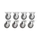 Kit 8 un rodízio roda fixo giratório borracha cinza 4" 60kg