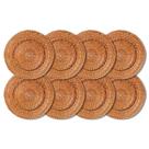 Kit 8 Unidades Sousplat Redondo Bege Rattan 32Cm Rafimex
