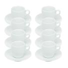 Kit 8 Xícaras de Café com Pires 50ml em Porcelana Branca Kit 8 Xícaras de Café com Pires 50ml em Porcelana Branca