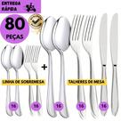 Kit 80 Talheres Inox Refeição Completo de Aço Inox, Faca, Colher, Garfo, Colher e Garfo de Sobremesa Kit 80 Talheres Inox Refeição Completo de Aço Inox, Faca, Colher, Garfo, Colher e Garfo de Sobremesa