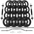Kit 80Kg Anilhas de Ferro com Barras Rosca 40cm + Barra 150cm + Barra W 1,20m