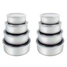 Kit 8un Tigelas Aço Inox C/ Tampa Potes p/ guardar alimentos