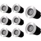 Kit 8x Balizador Blindado Piso LED 1W IP65 Bivolt Branco Quente