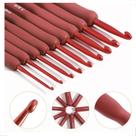 Kit 9 Agulhas de Crochê Cabo Emborrachado soft Ergonomico de Silicone