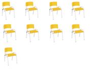 Kit 9 Cadeiras Infantil Iso, Escola, Base Branco- Amarelo