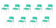 Kit 9 Cadeiras Infantil Iso, Escola, Base Branco- Verde Água