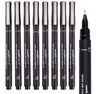 Kit 9 Caneta Uni Pin Fine Line Preta Mitsubishi 0.03 - 0.8mm