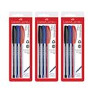 Kit 9 Canetas Trilux Faber-Castell cores azul, preta e vermelha