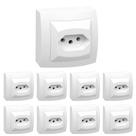 Kit 9 Conjunto Tomada 2p+t 10a 250v Sistema X Branco Pial