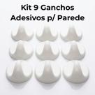 Kit 9 Ganchos Adesivos de Parede - Organiza Sem Furar (Suporta 0,5kg)