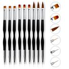 Kit 9 Pinceis 2 Pontas Decoração Unha Ultra Fino Língua Gato Manicure Nail Designer Nail Art Unha de Gel Kit 9 Pinceis 2 Pontas Decoração Unha Ultra Fino Língua Gato Manicure Nail Designer Nail Art Unha de Gel