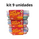 Kit 9 Potes Para Microondas/marmitas Dup Bpa Free Azul-claro