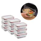 Kit 9 Potes Tigelas Hermetico Vidro Canelado 1040ML Marmita