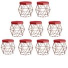 Kit 9 Puffs decorativos aramado Vanessa-material sintético vermelho