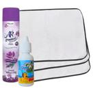 Kit 9 Tapetes Higiênicos Pet + Odorizador Flor Camp 400ml Bom Ar + Educador Xixi Sim P/Pets 20ml